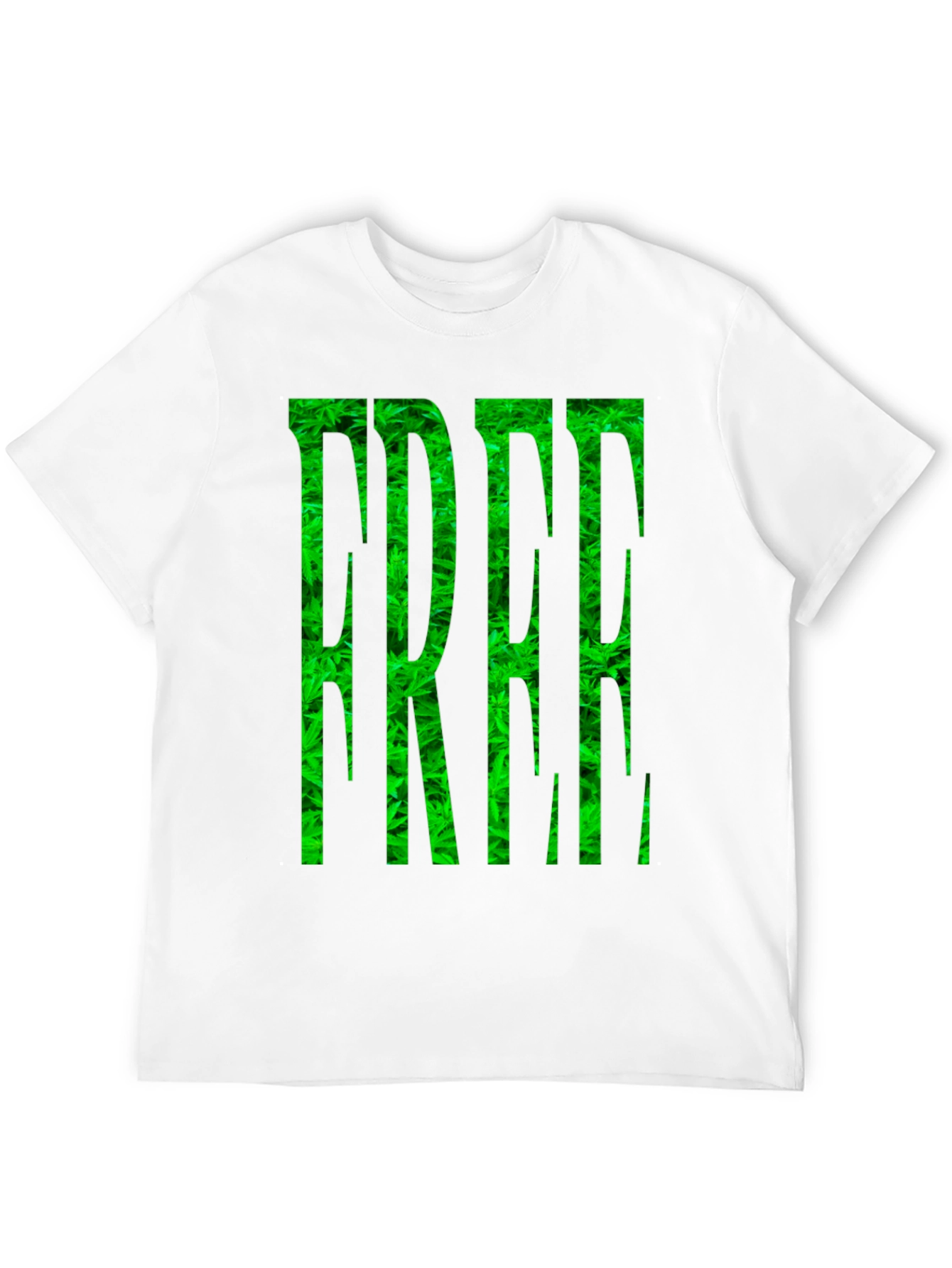 Marijuana Pattern FREE Printed Black T-Shirt
