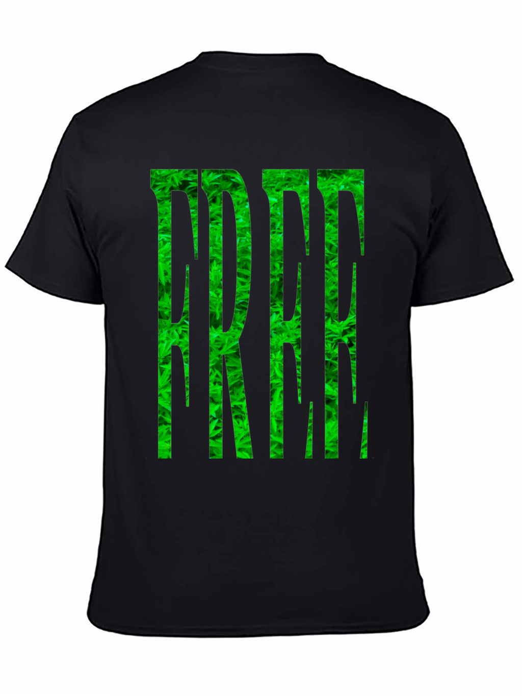 Marijuana Pattern FREE Printed Black T-Shirt