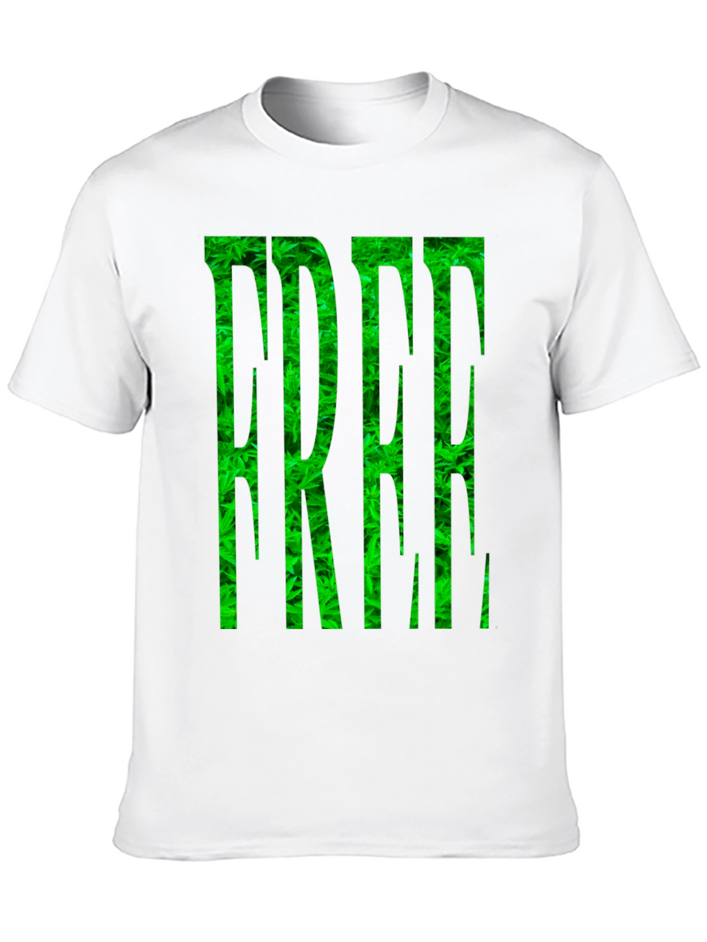 Marijuana Pattern FREE Printed Black T-Shirt