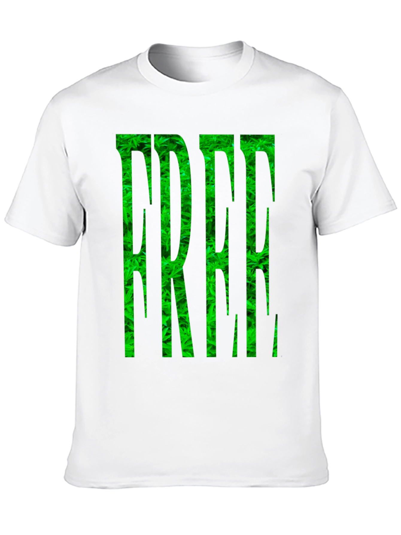 Marijuana Pattern FREE Printed Black T-Shirt