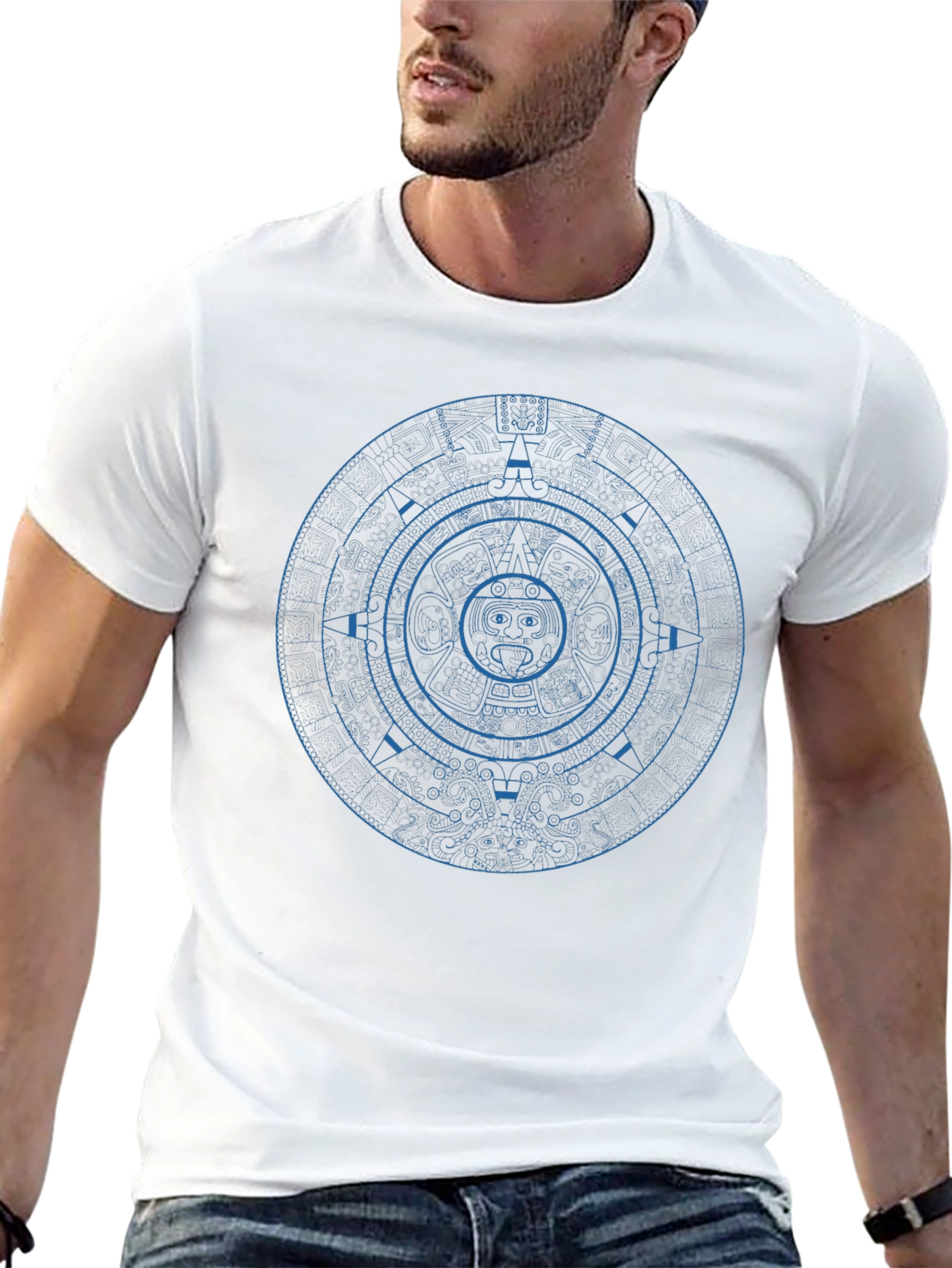 Aztec Calendar Graphic Tee - Unique Design