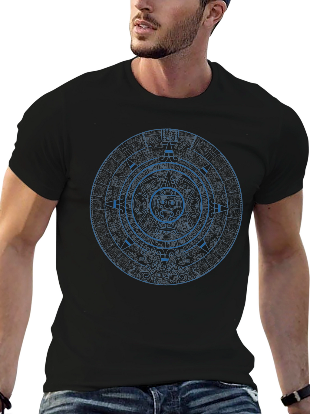 Aztec Calendar Graphic Tee - Unique Design