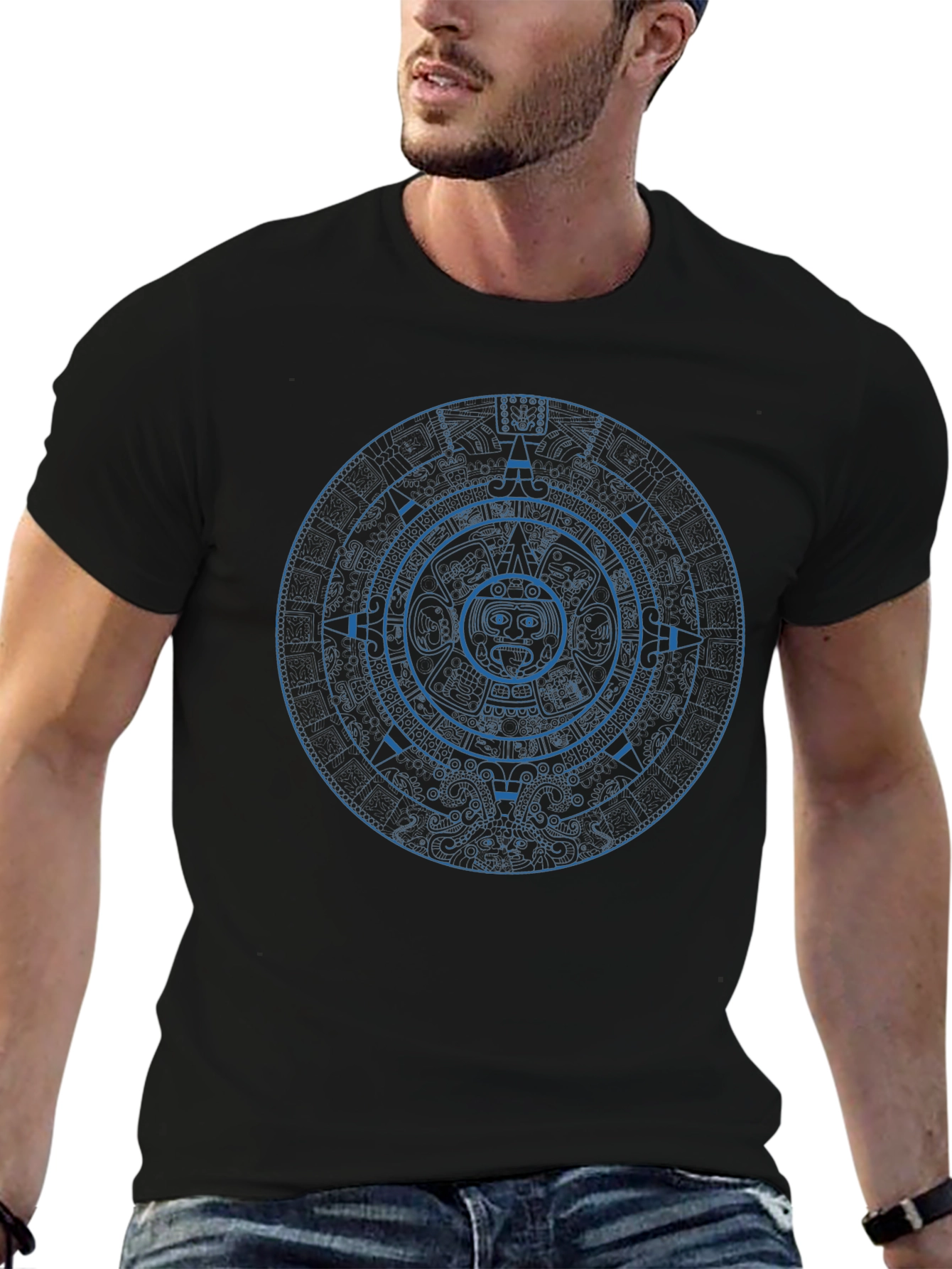 Aztec Calendar Graphic Tee - Unique Design