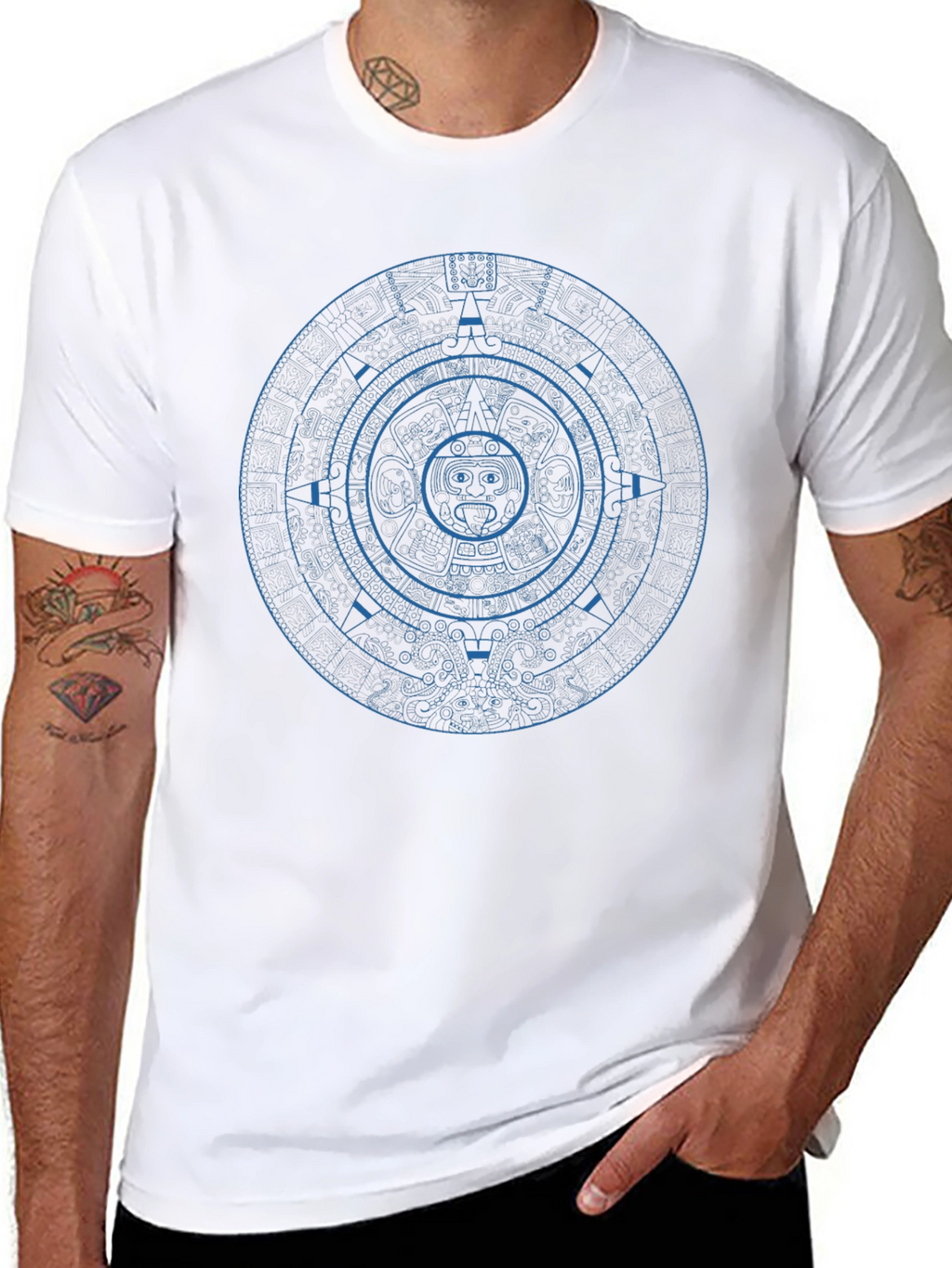 Aztec Calendar Graphic Tee - Unique Design