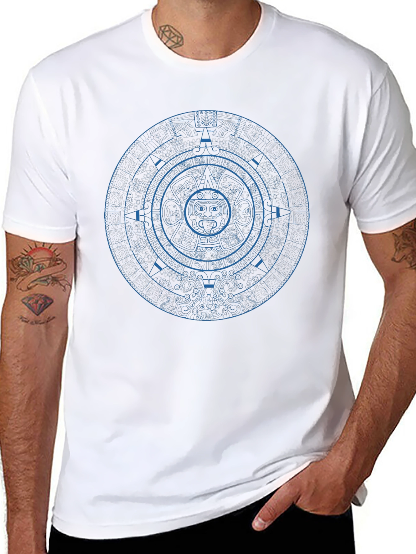 Aztec Calendar Graphic Tee - Unique Design