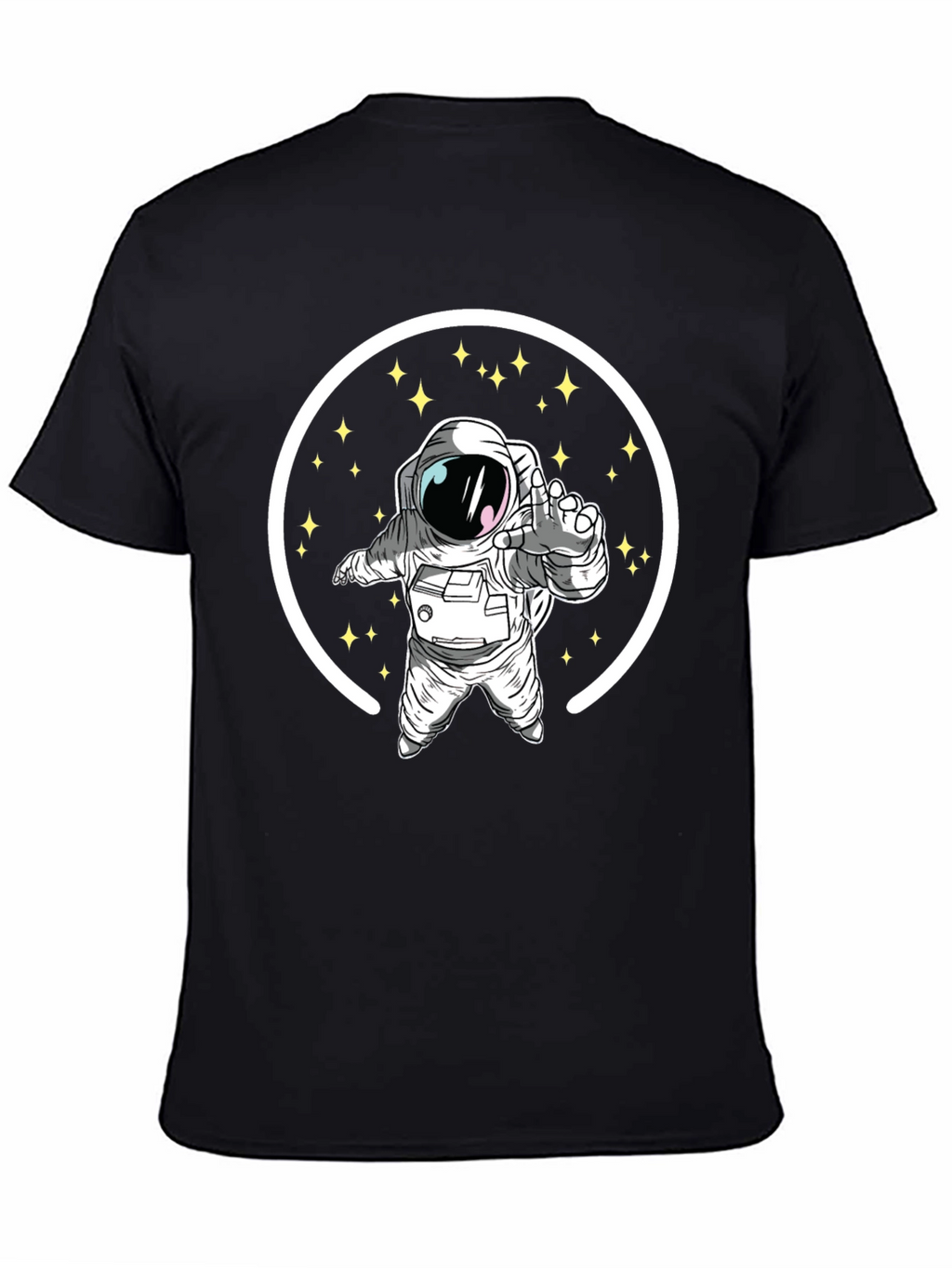 Astronaut in Space Black Graphic T-Shirt