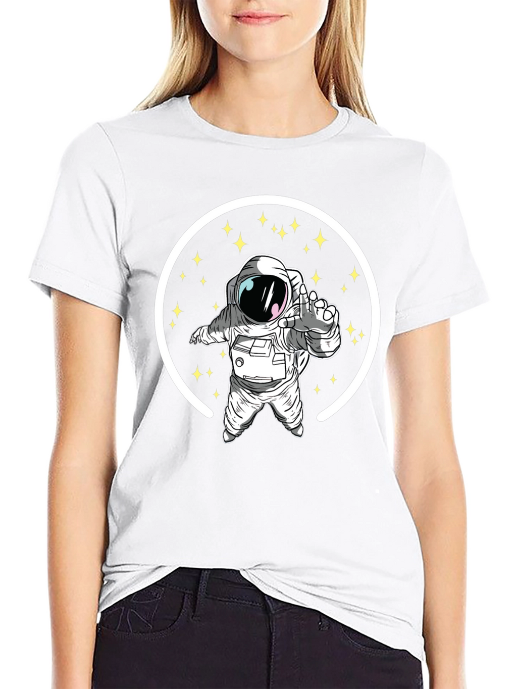Astronaut in Space Black Graphic T-Shirt