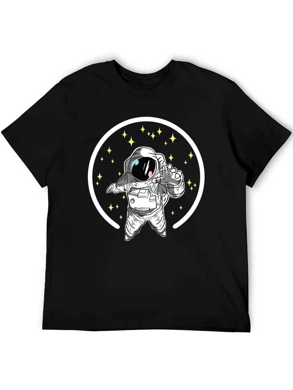 Astronaut in Space Black Graphic T-Shirt