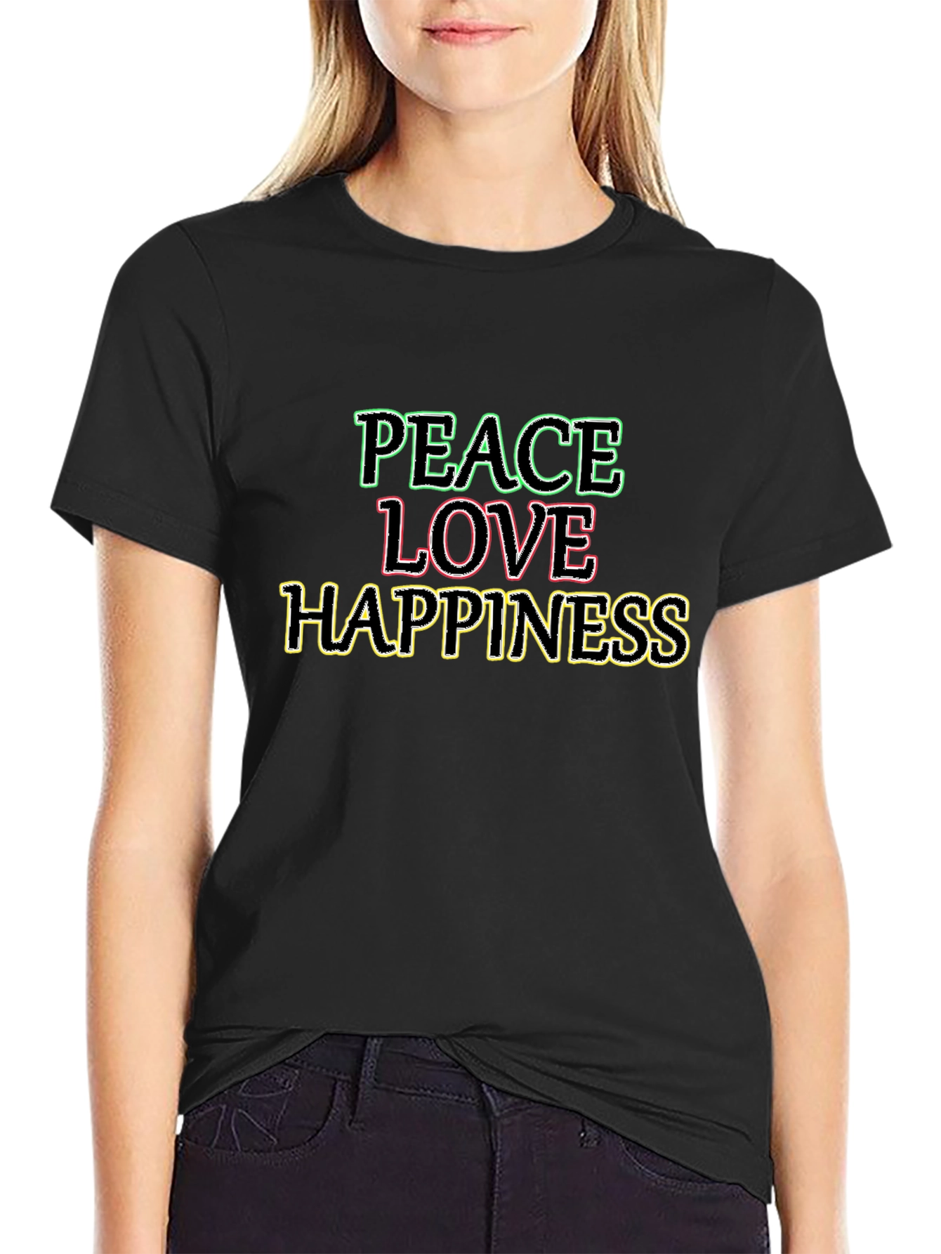Peace Love Happiness Graphic Tee - Soft Cotton Blend