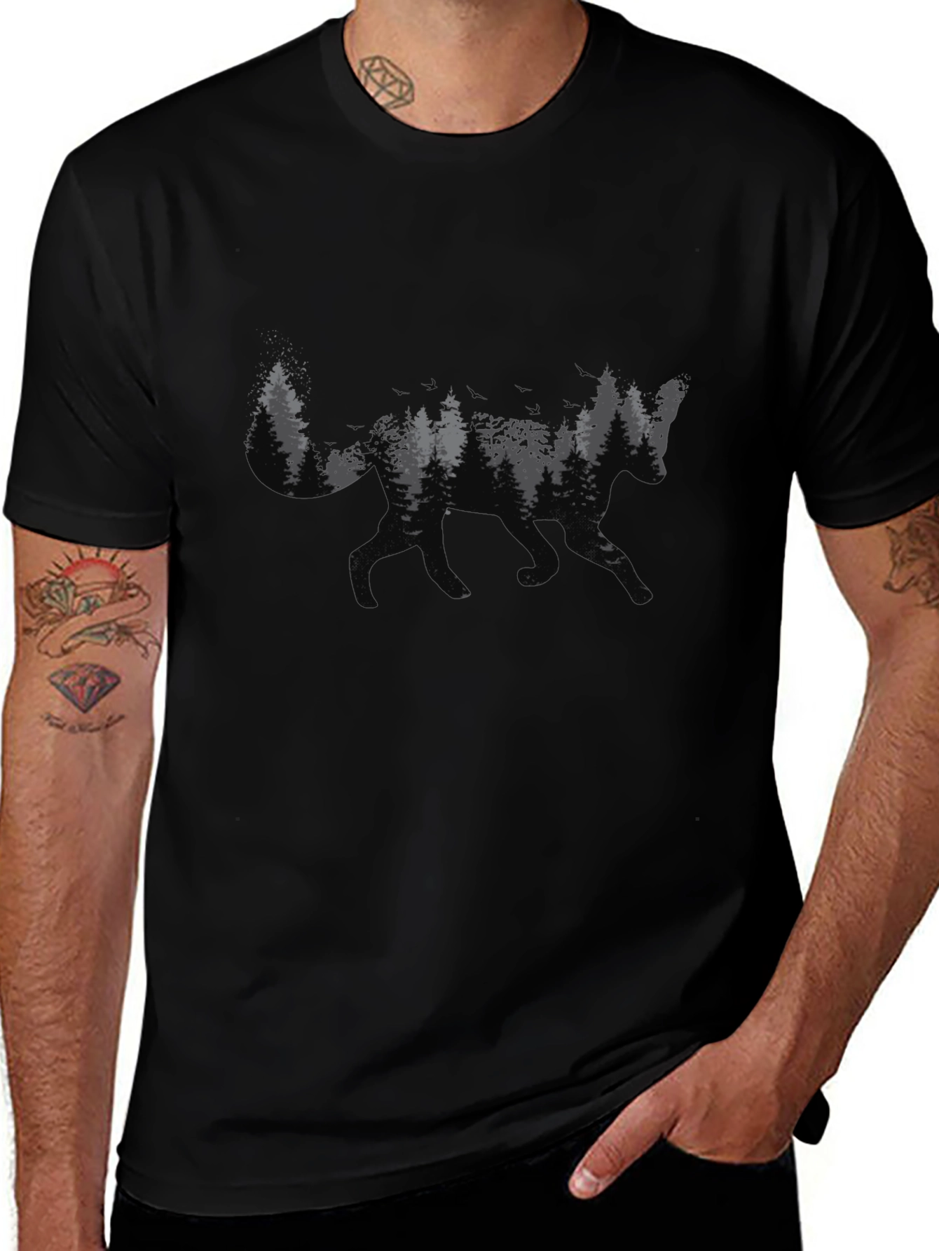 Fox Forest Graphic T-Shirt - Nature Inspired Design