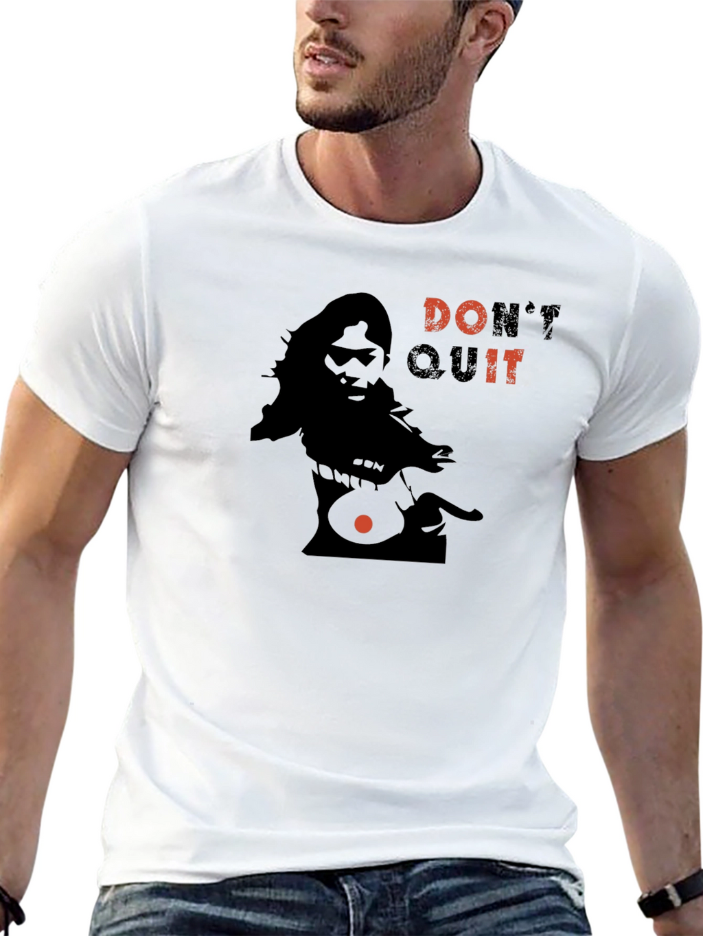 Dont Quit Graphic Print Black T-Shirt
