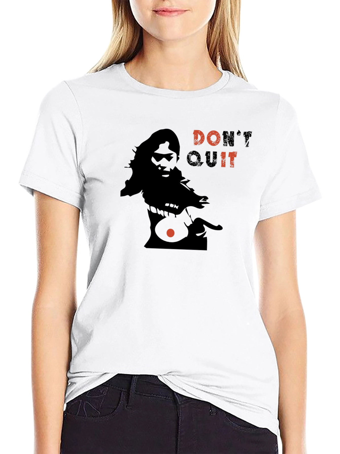 Dont Quit Graphic Print Black T-Shirt