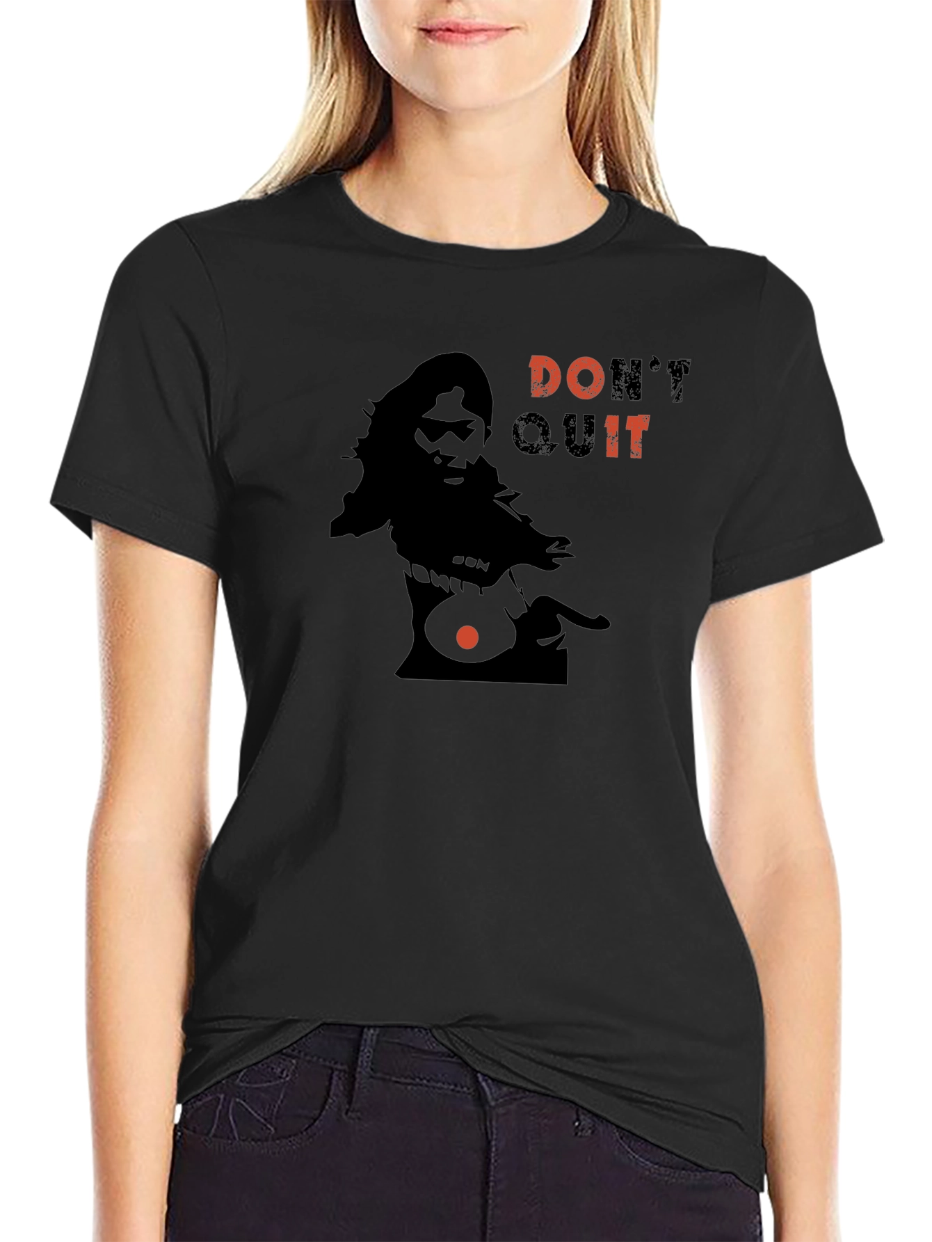 Dont Quit Graphic Print Black T-Shirt