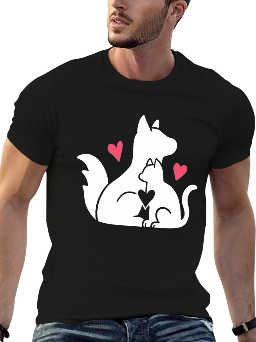 Dog & Cat Love Graphic T-Shirt