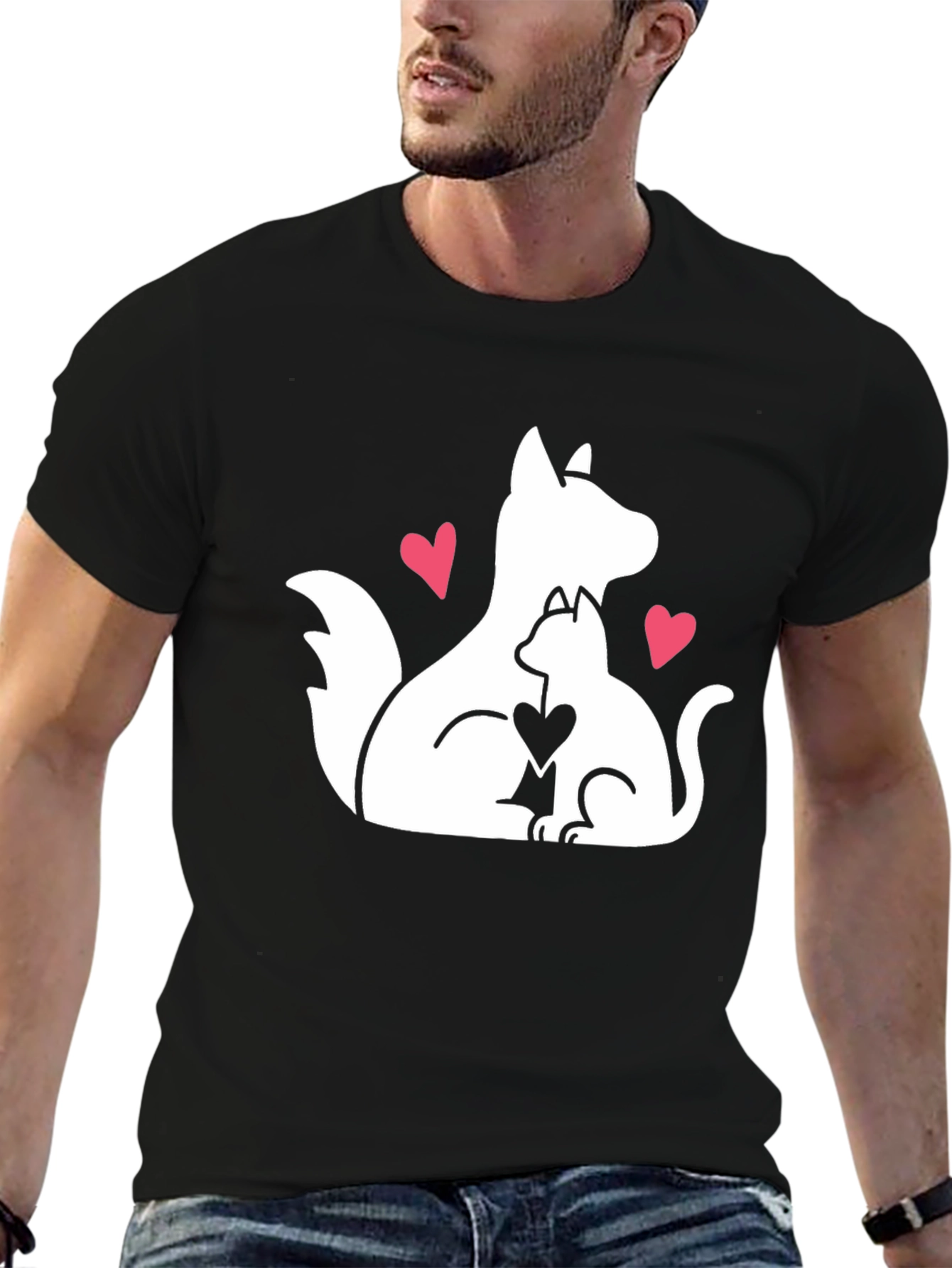 Dog & Cat Love Graphic T-Shirt