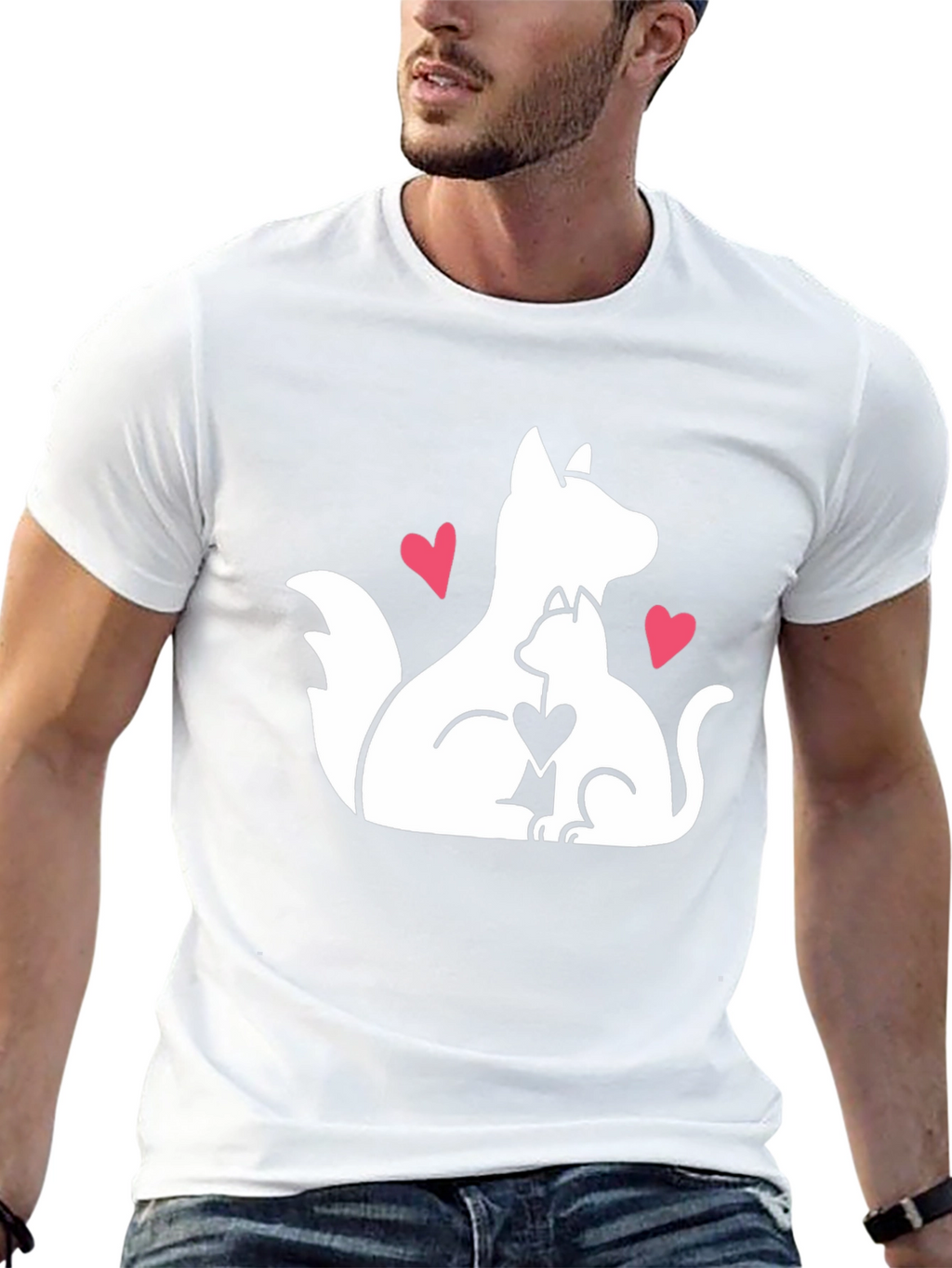 Dog & Cat Love Graphic T-Shirt