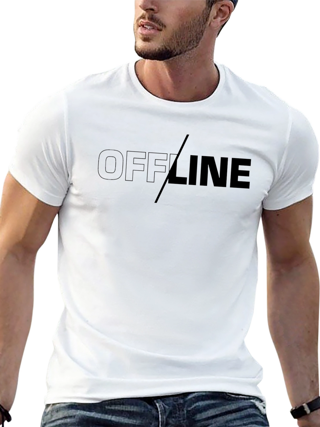 Offline Graphic T-Shirt - Black Casual Tee