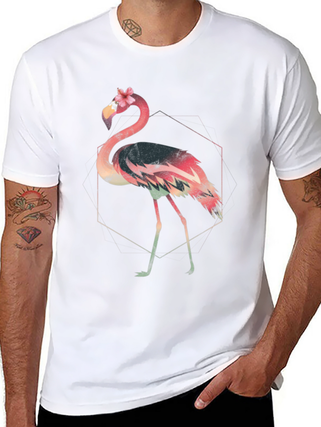 Flamingo Graphic Tee - Stylish Black T-Shirt