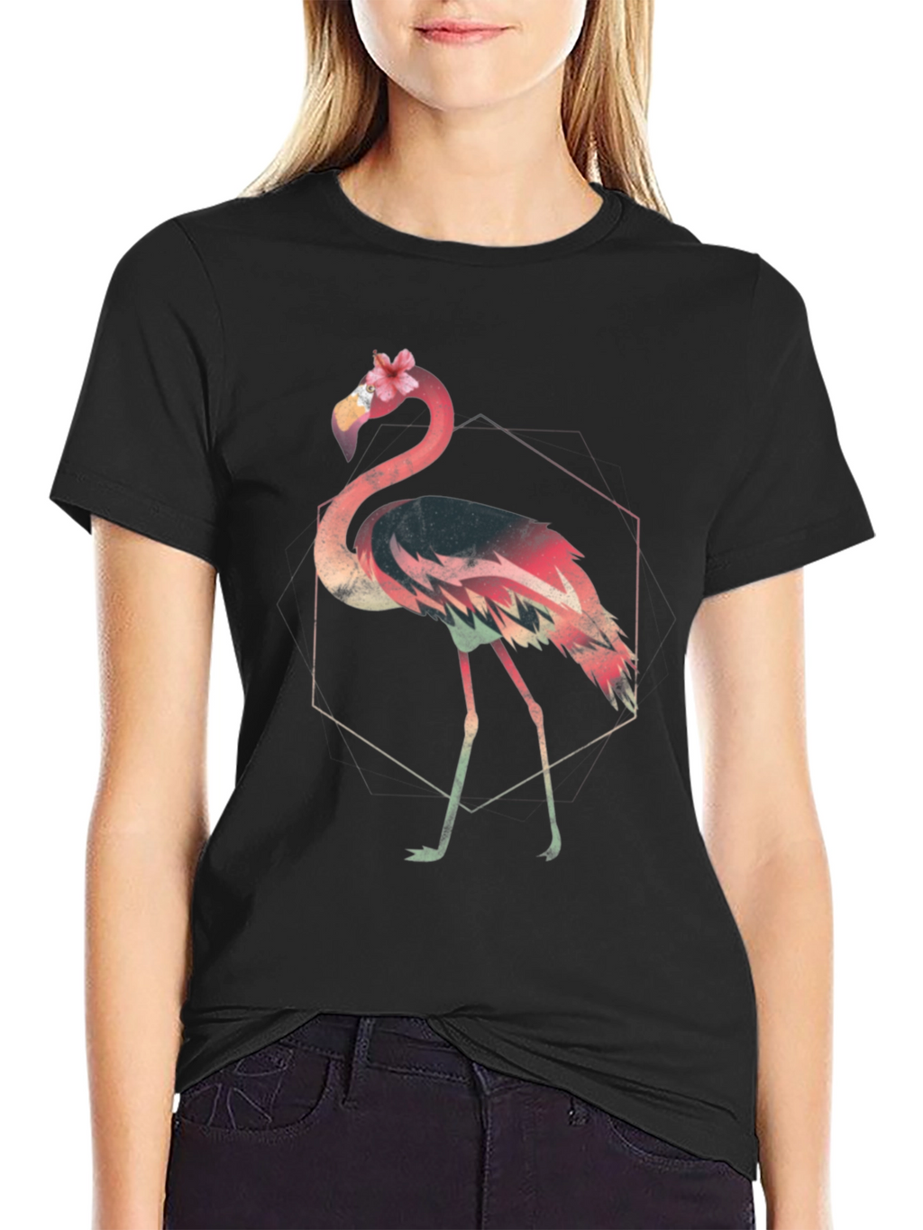 Flamingo Graphic Tee - Stylish Black T-Shirt