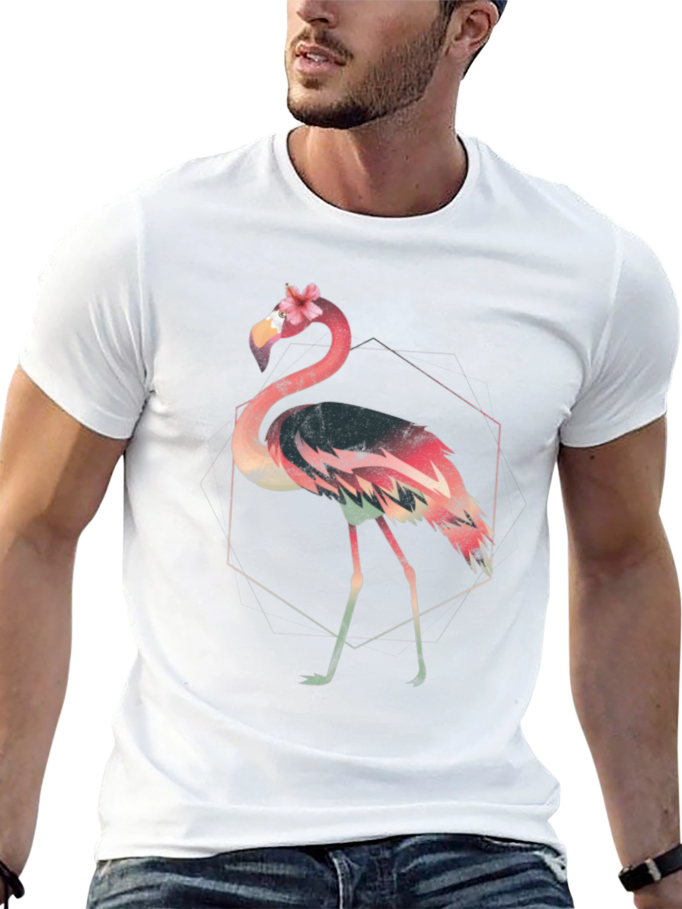 Flamingo Graphic Tee - Stylish Black T-Shirt