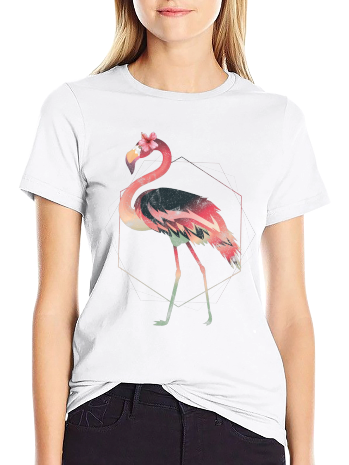 Flamingo Graphic Tee - Stylish Black T-Shirt