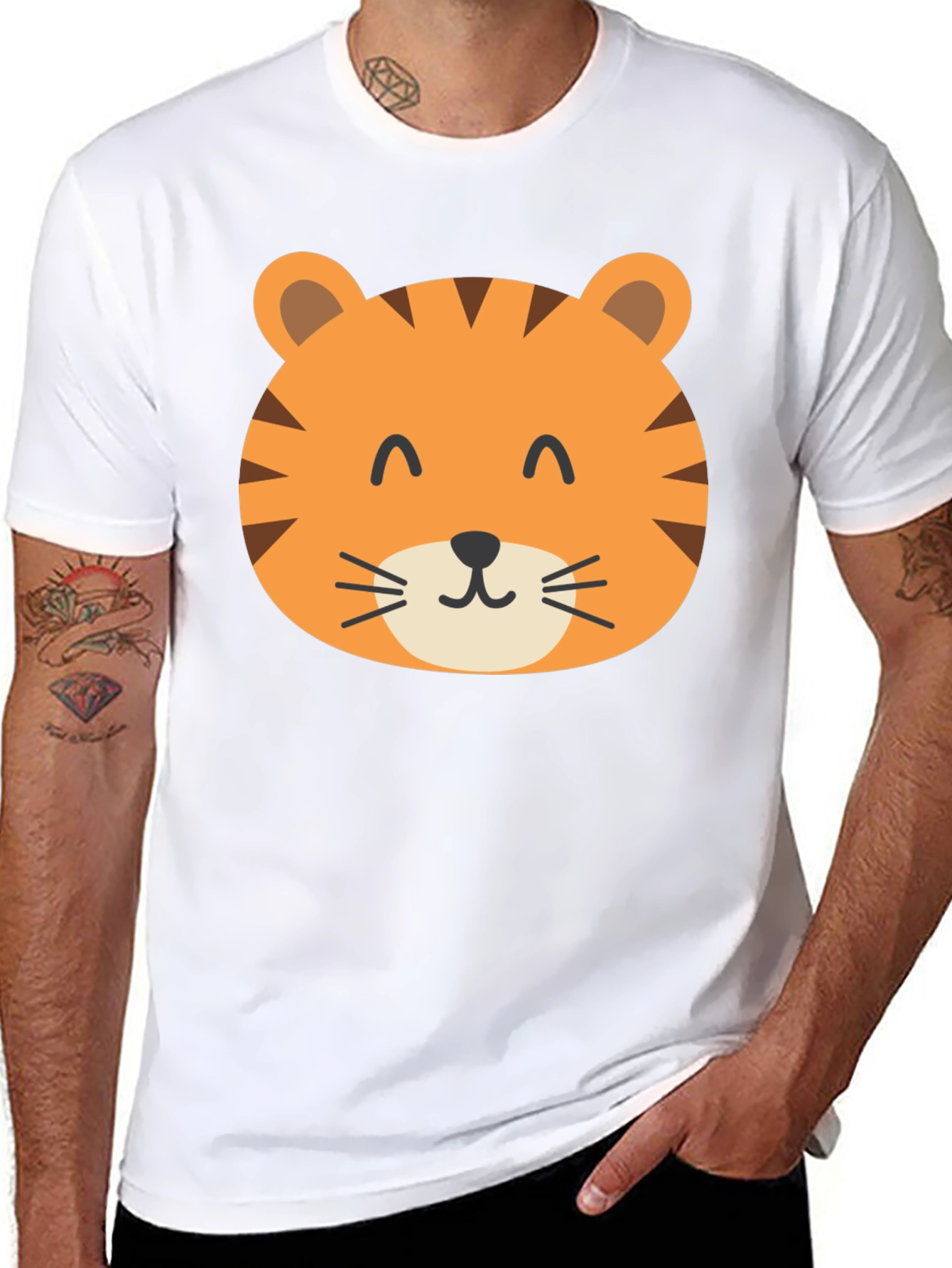 Cute Tiger Graphic Black T-Shirt