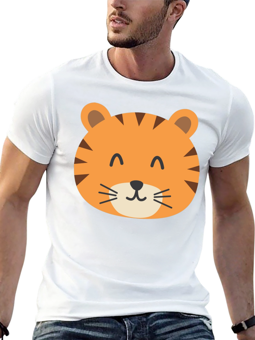 Cute Tiger Graphic Black T-Shirt