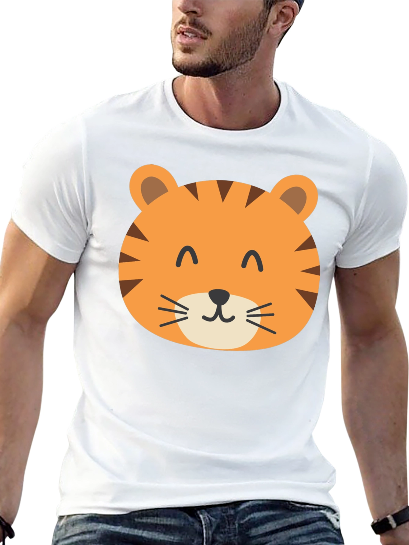 Cute Tiger Graphic Black T-Shirt