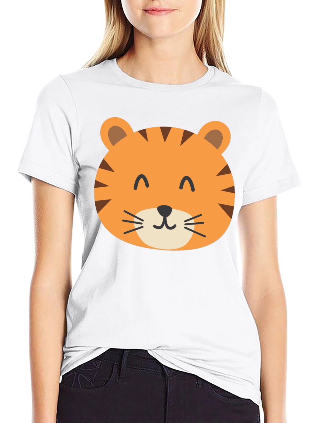 Cute Tiger Graphic Black T-Shirt