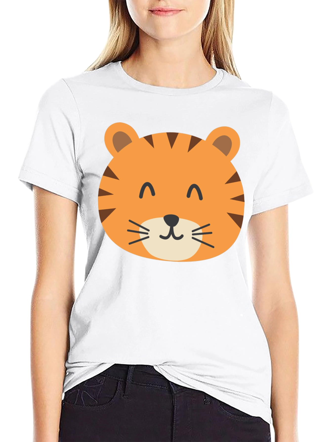 Cute Tiger Graphic Black T-Shirt