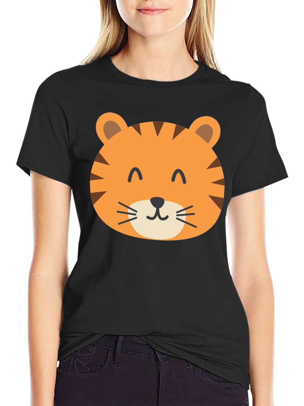 Cute Tiger Graphic Black T-Shirt