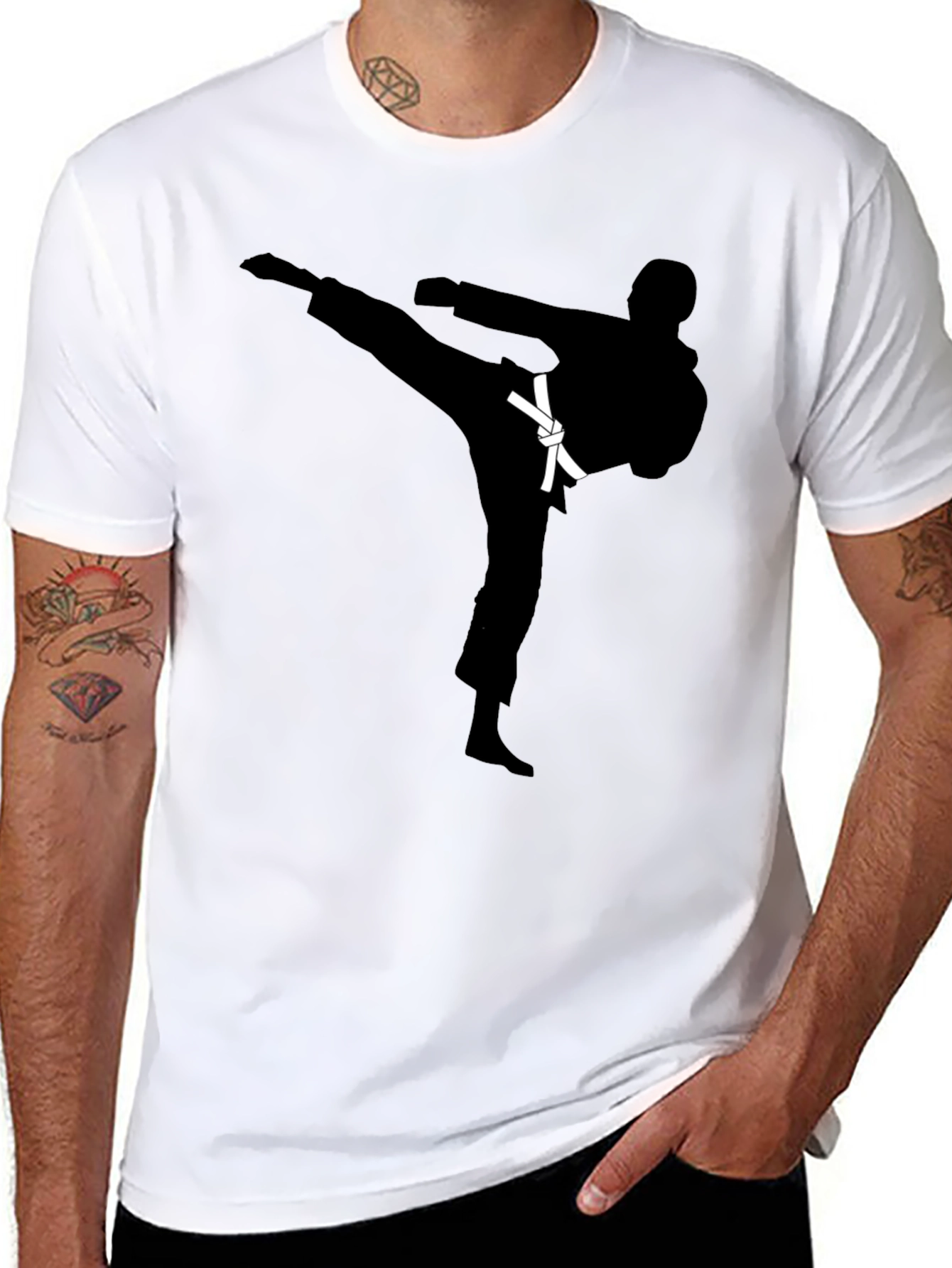 Karate Kick Graphic Black T-Shirt