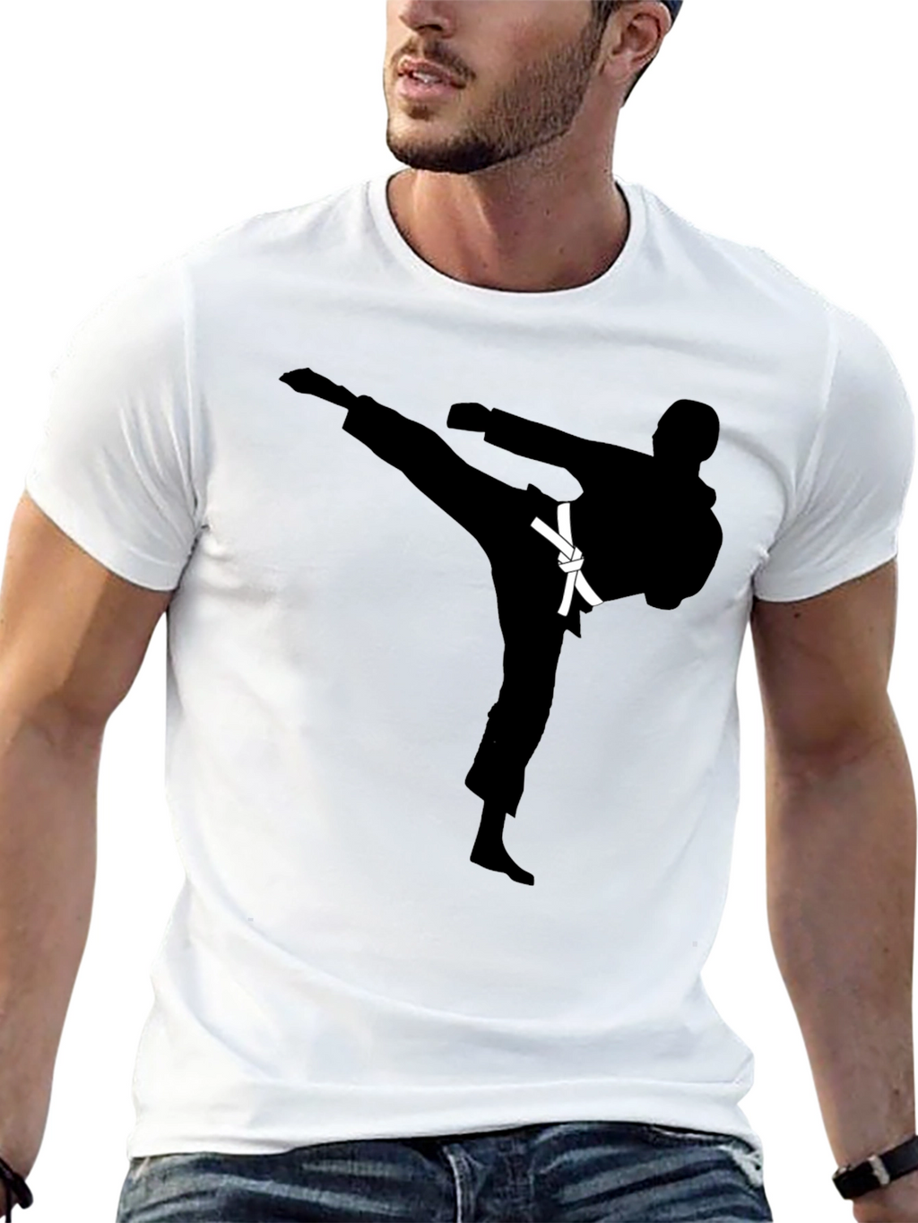 Karate Kick Graphic Black T-Shirt