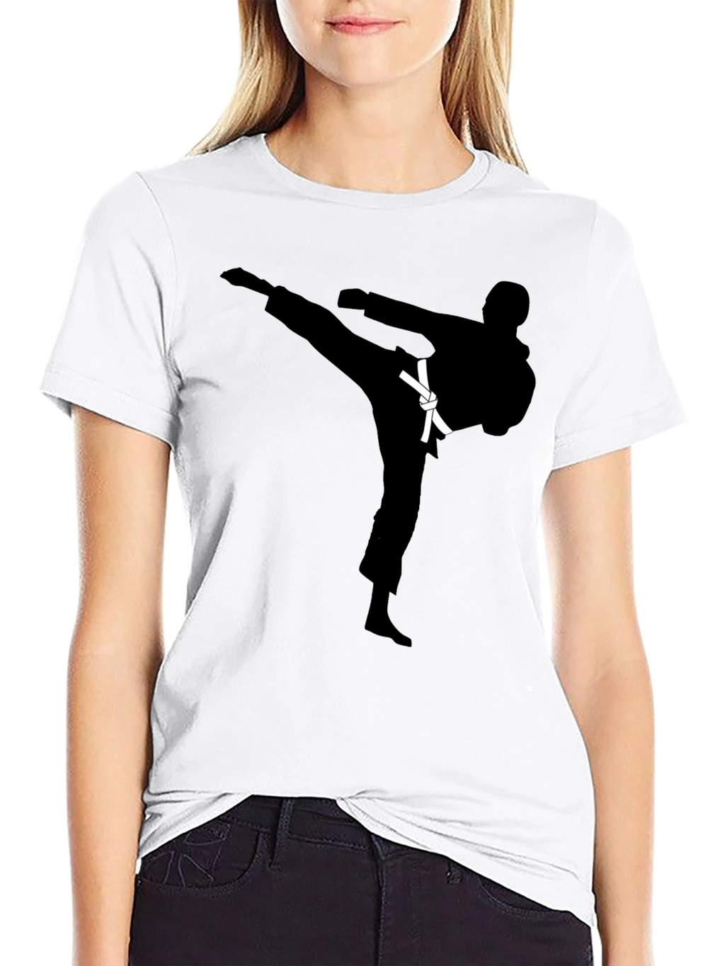 Karate Kick Graphic Black T-Shirt