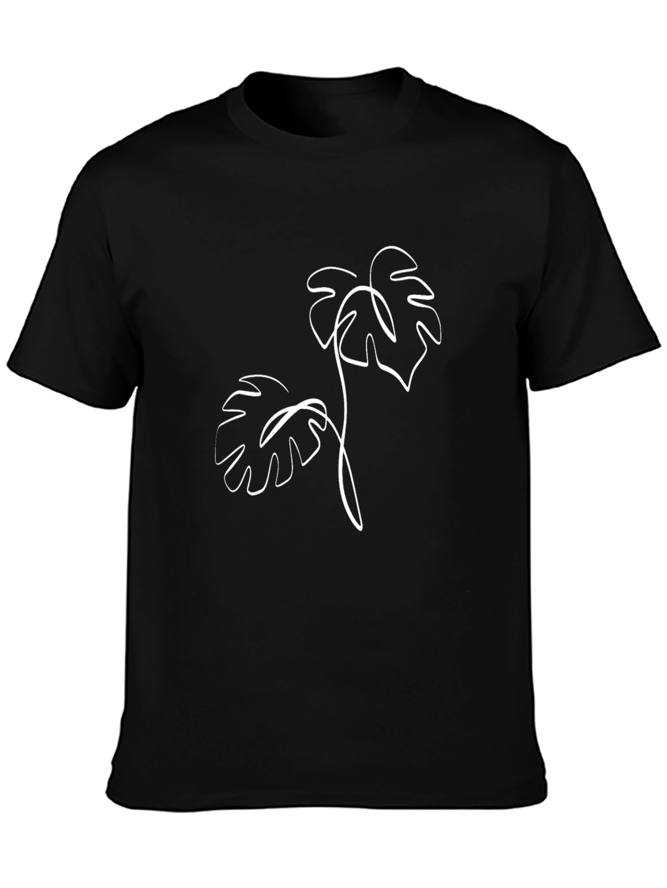 Minimalist Monstera Leaf Graphic Black T-Shirt