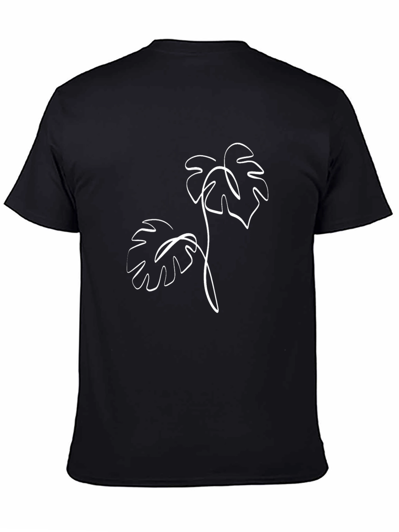 Minimalist Monstera Leaf Graphic Black T-Shirt