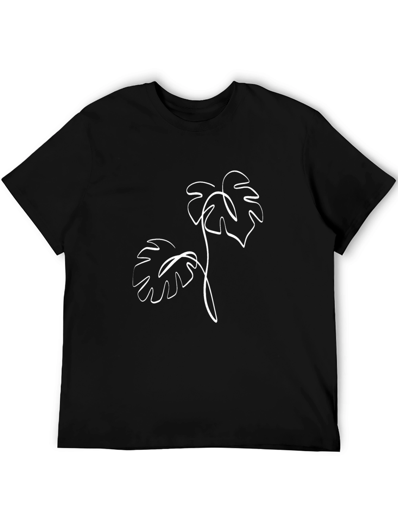 Minimalist Monstera Leaf Graphic Black T-Shirt