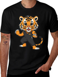 Tiger Cartoon Graphic Black T-Shirt