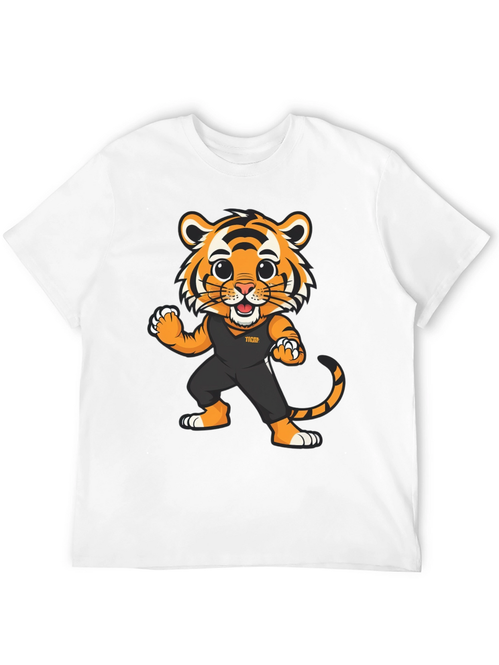 Tiger Cartoon Graphic Black T-Shirt