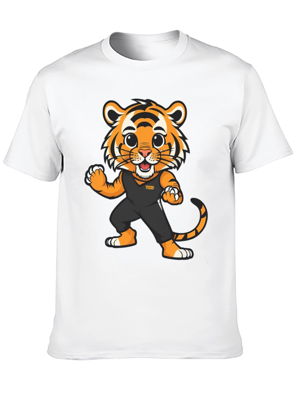 Tiger Cartoon Graphic Black T-Shirt