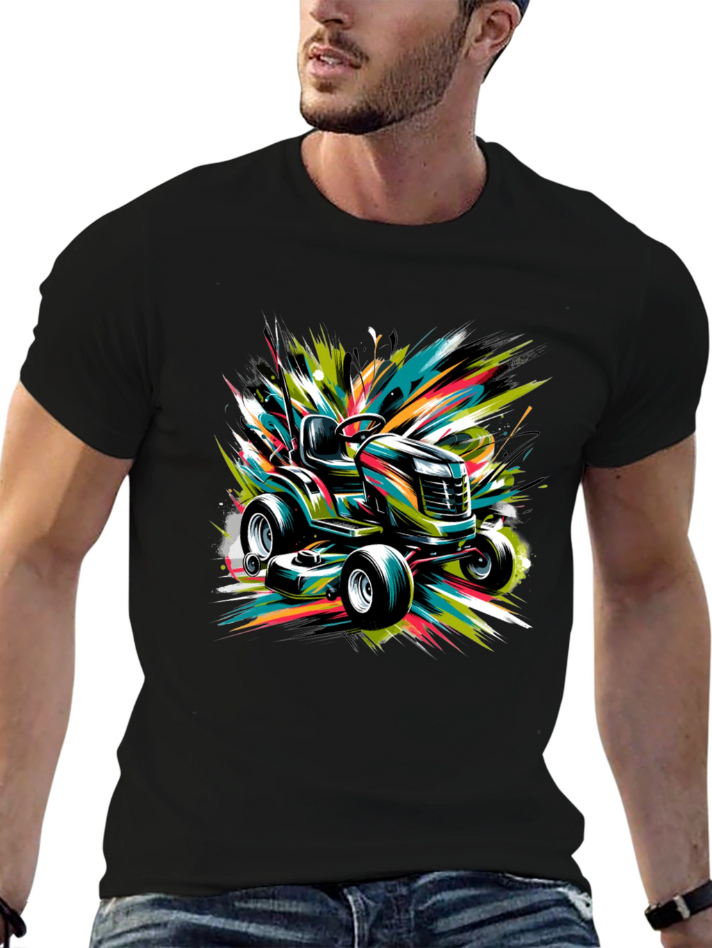 Vibrant Lawn Mower Graphic Tee