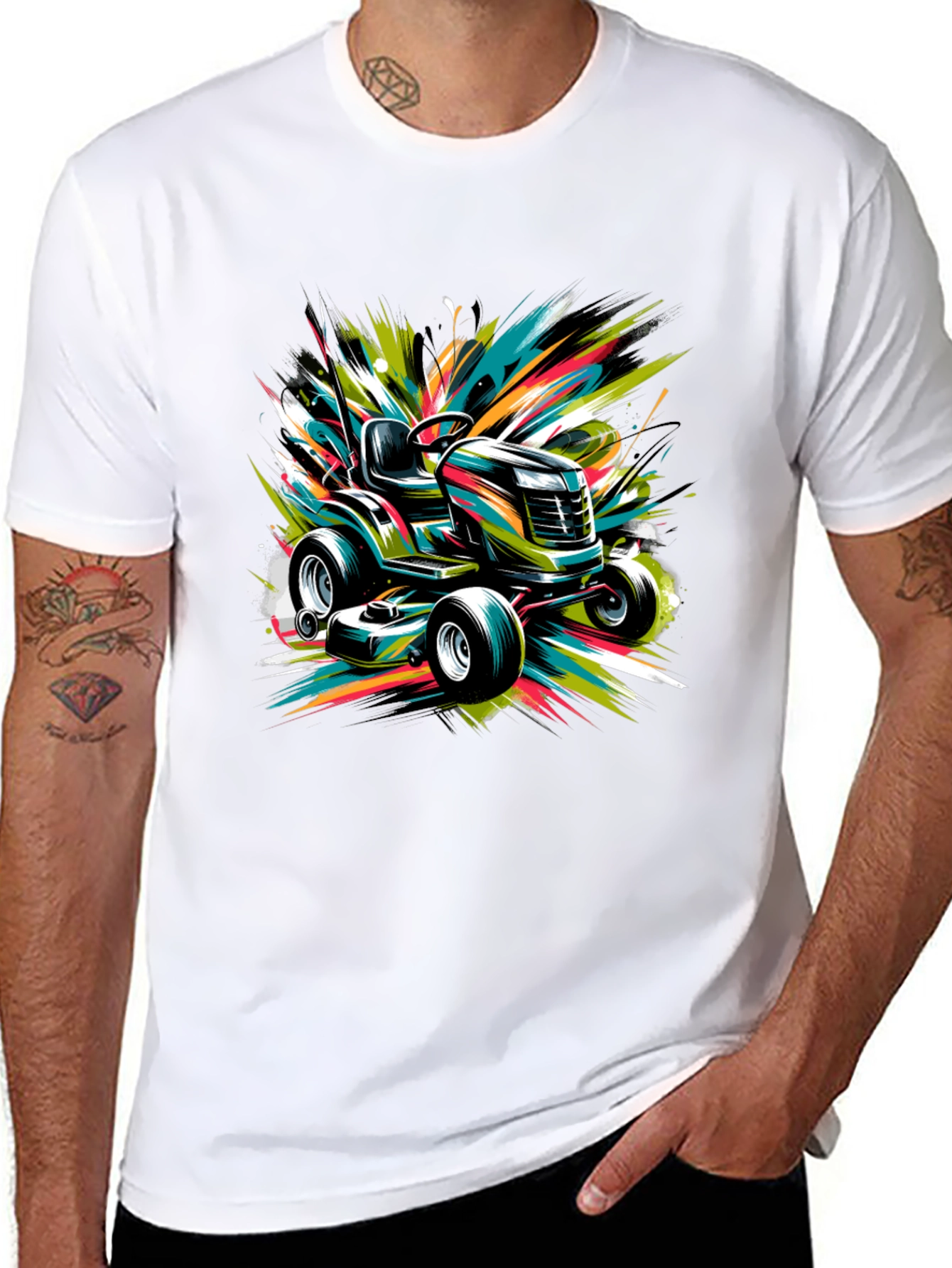 Vibrant Lawn Mower Graphic Tee