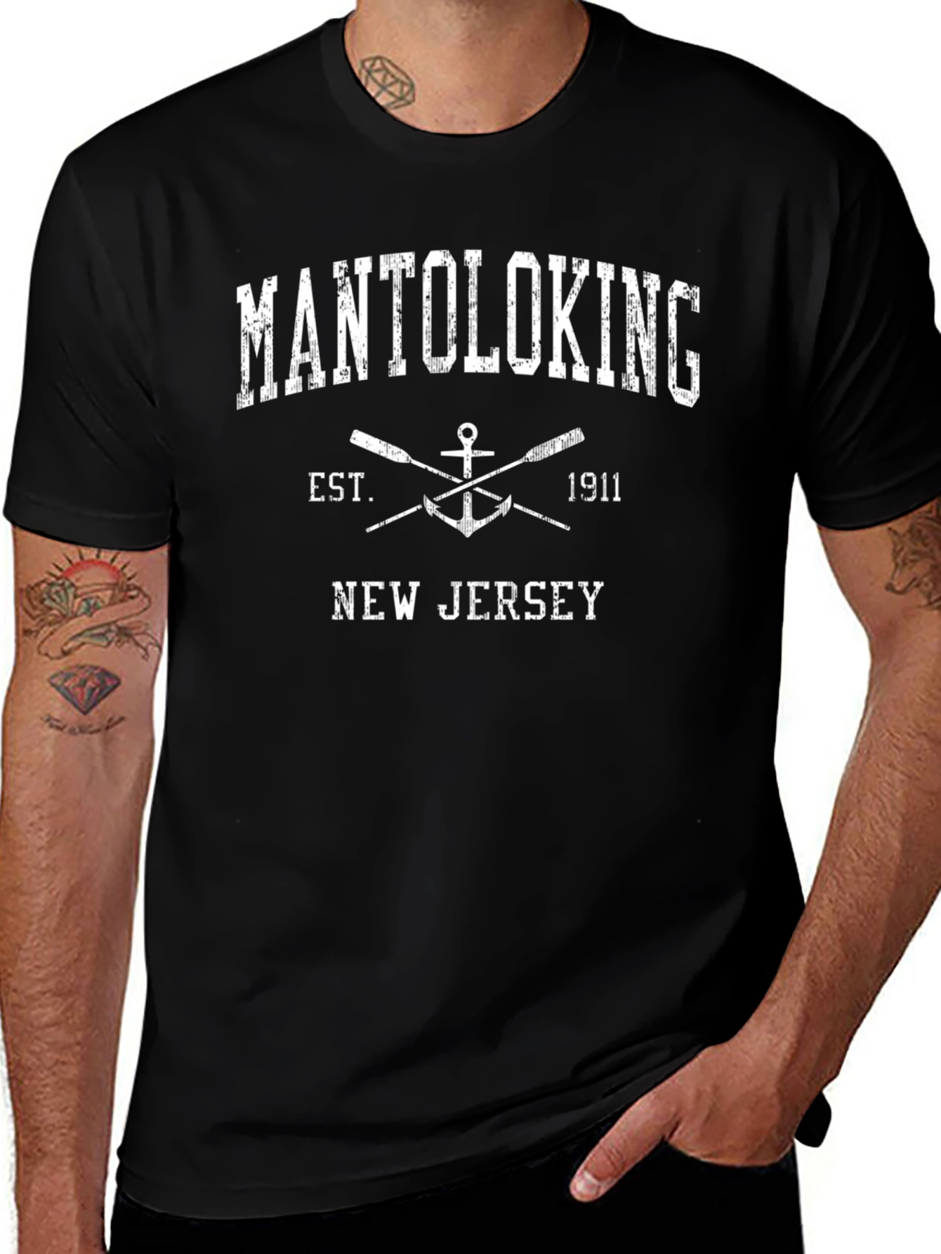 Mantoloking New Jersey T-Shirt Anchor Nautical Tee
