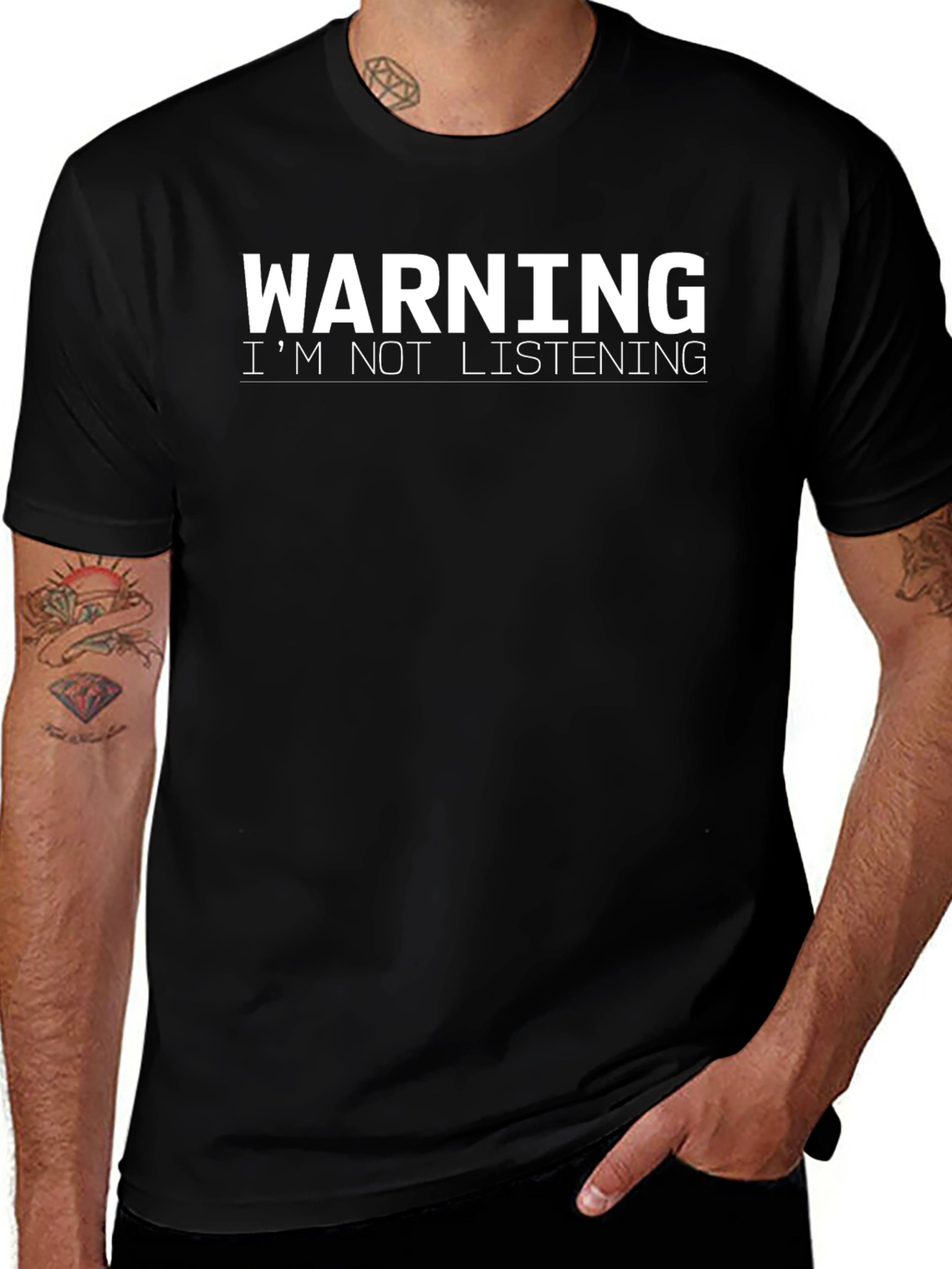 Warning Im Not Listening Funny Graphic Tee