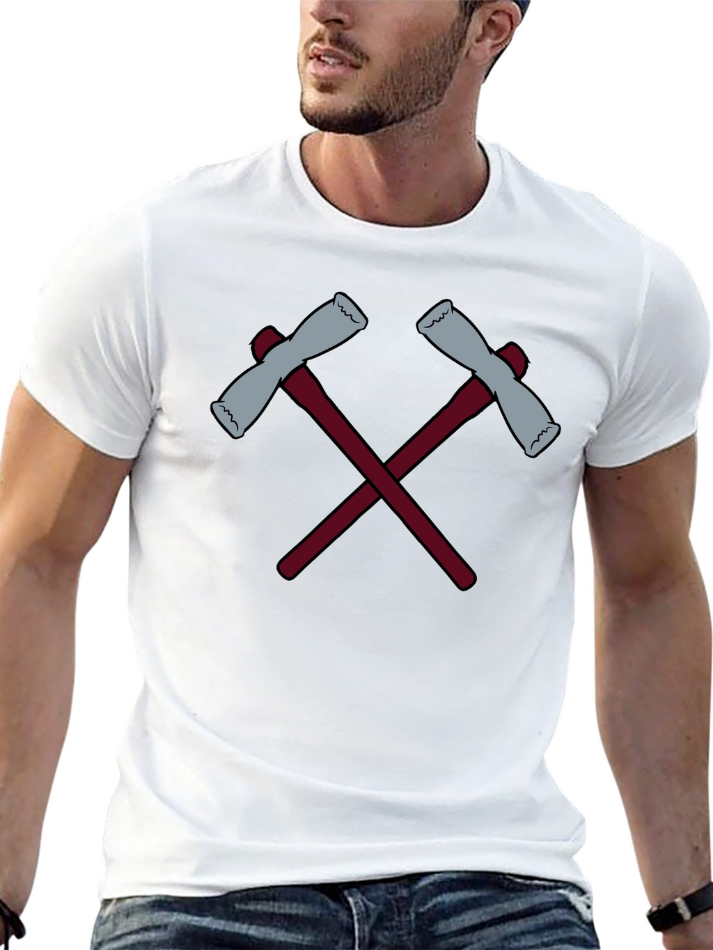 Crossed Axes Graphic Tee - Black Crew Neck