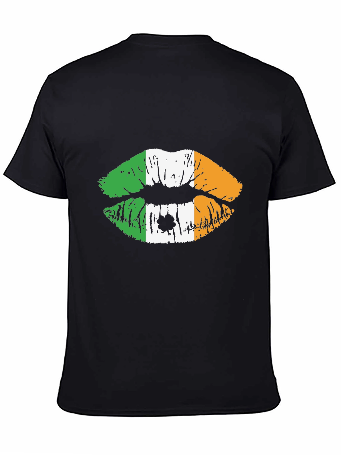 Irish Flag Lips Black T-Shirt - St. Patricks Day Tee