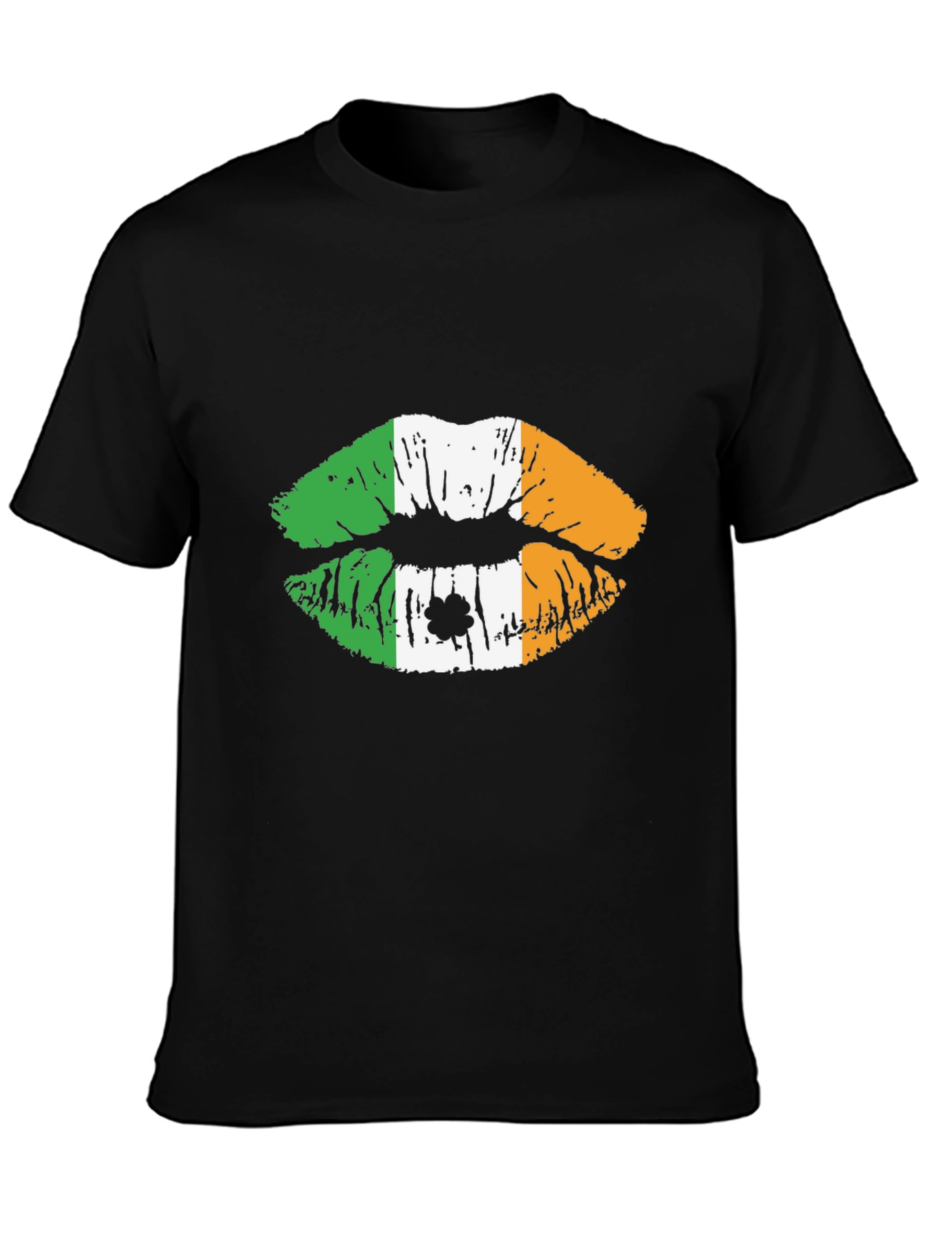 Irish Flag Lips Black T-Shirt - St. Patricks Day Tee
