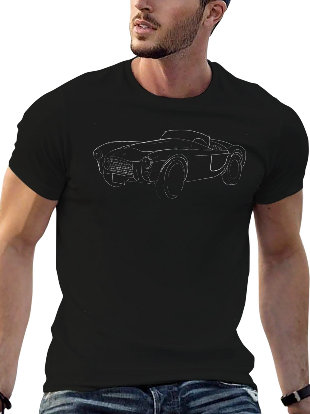 Classic Car Outline T-Shirt - Black