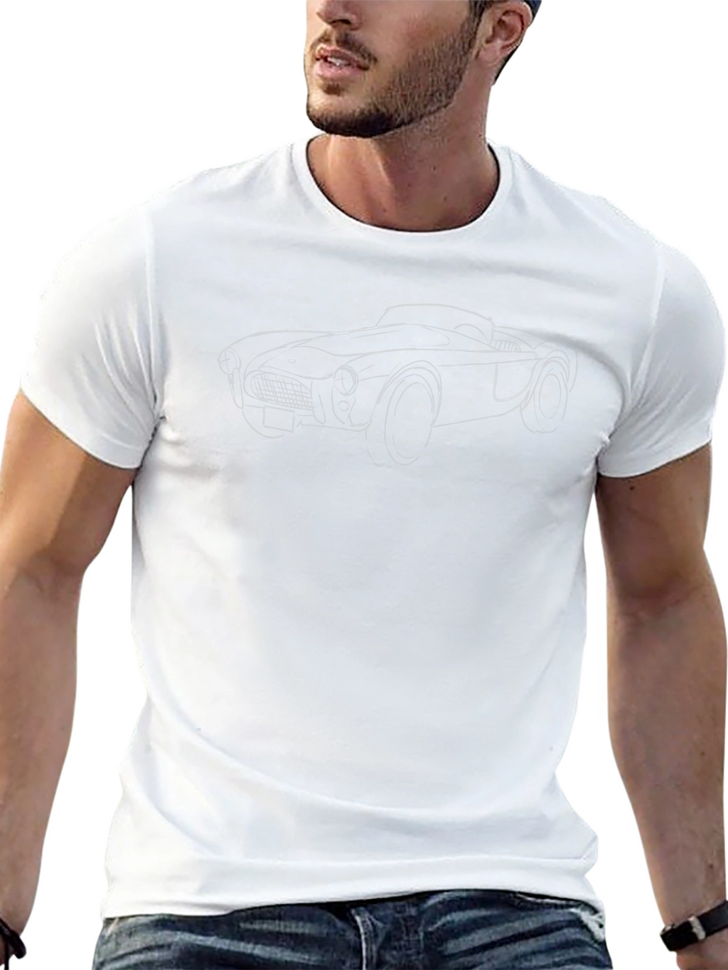 Classic Car Outline T-Shirt - Black