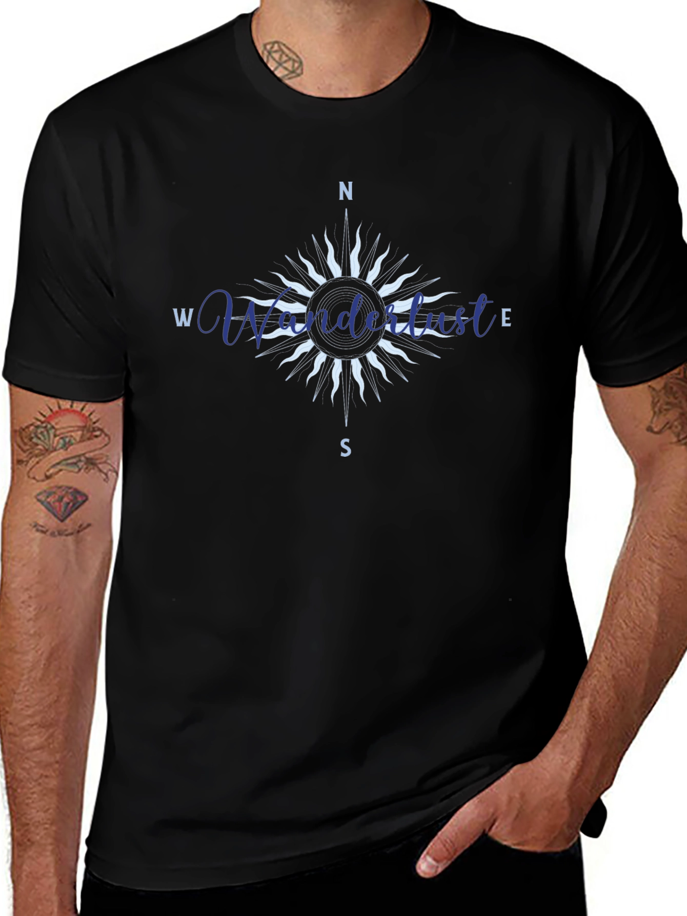 Wanderlust Compass Graphic Tee - Black
